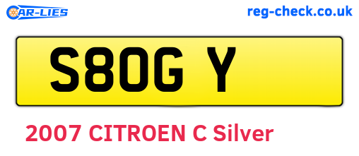 S8OGY are the vehicle registration plates.