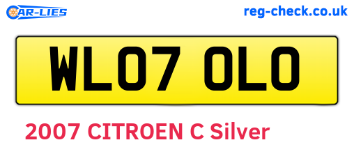 WL07OLO are the vehicle registration plates.
