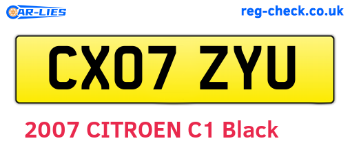 CX07ZYU are the vehicle registration plates.