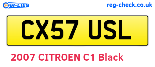 CX57USL are the vehicle registration plates.
