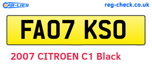 FA07KSO are the vehicle registration plates.