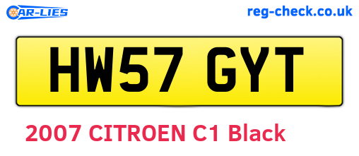 HW57GYT are the vehicle registration plates.