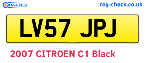 LV57JPJ are the vehicle registration plates.