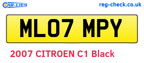 ML07MPY are the vehicle registration plates.