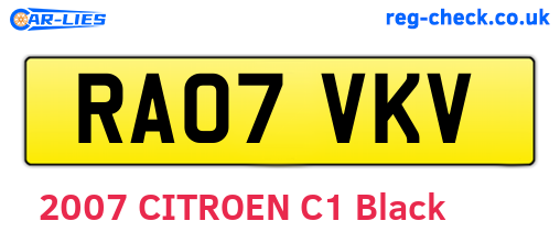 RA07VKV are the vehicle registration plates.