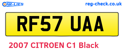 RF57UAA are the vehicle registration plates.