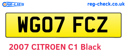 WG07FCZ are the vehicle registration plates.