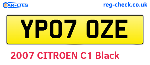 YP07OZE are the vehicle registration plates.
