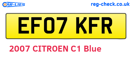 EF07KFR are the vehicle registration plates.
