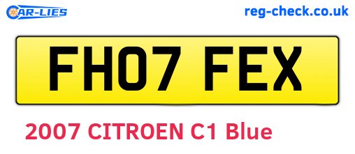 FH07FEX are the vehicle registration plates.