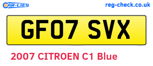 GF07SVX are the vehicle registration plates.