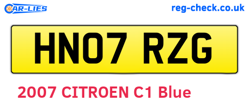 HN07RZG are the vehicle registration plates.
