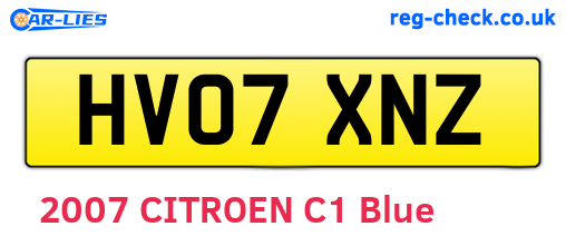 HV07XNZ are the vehicle registration plates.