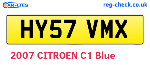 HY57VMX are the vehicle registration plates.