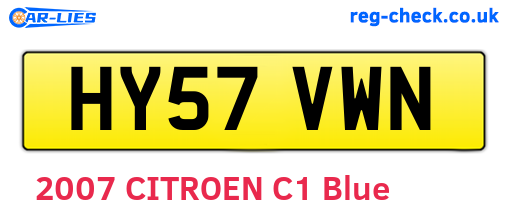 HY57VWN are the vehicle registration plates.