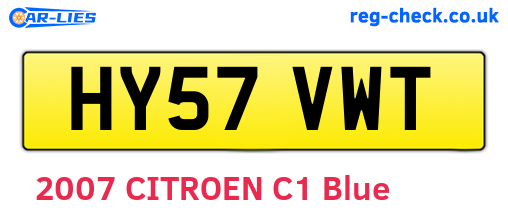 HY57VWT are the vehicle registration plates.