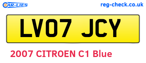 LV07JCY are the vehicle registration plates.