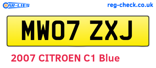 MW07ZXJ are the vehicle registration plates.