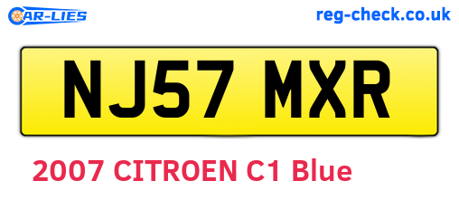 NJ57MXR are the vehicle registration plates.