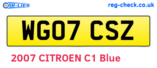 WG07CSZ are the vehicle registration plates.
