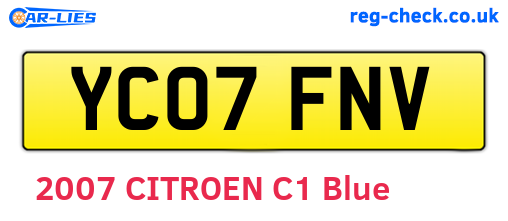 YC07FNV are the vehicle registration plates.