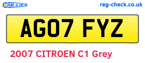 AG07FYZ are the vehicle registration plates.