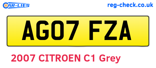 AG07FZA are the vehicle registration plates.