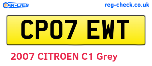 CP07EWT are the vehicle registration plates.