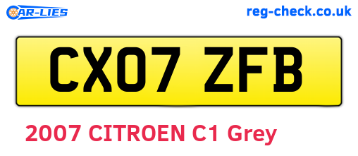 CX07ZFB are the vehicle registration plates.