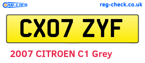 CX07ZYF are the vehicle registration plates.