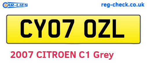 CY07OZL are the vehicle registration plates.