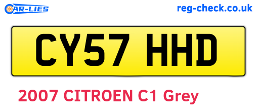CY57HHD are the vehicle registration plates.