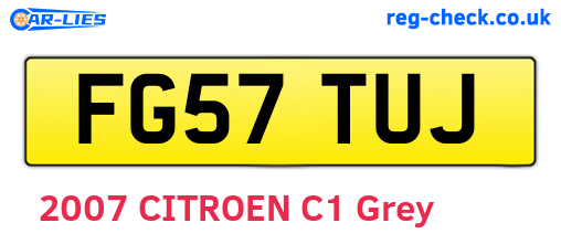 FG57TUJ are the vehicle registration plates.