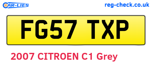 FG57TXP are the vehicle registration plates.