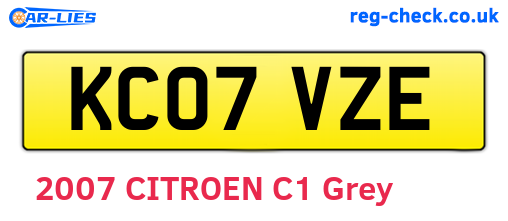 KC07VZE are the vehicle registration plates.