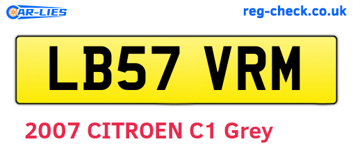 LB57VRM are the vehicle registration plates.