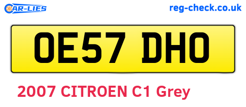 OE57DHO are the vehicle registration plates.