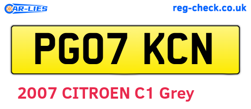 PG07KCN are the vehicle registration plates.