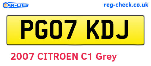 PG07KDJ are the vehicle registration plates.
