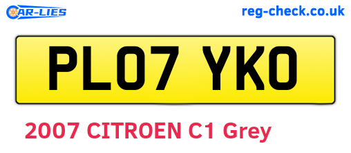 PL07YKO are the vehicle registration plates.