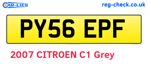 PY56EPF are the vehicle registration plates.