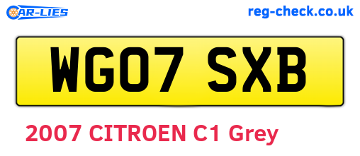 WG07SXB are the vehicle registration plates.
