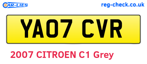 YA07CVR are the vehicle registration plates.