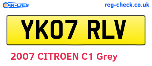 YK07RLV are the vehicle registration plates.