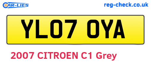 YL07OYA are the vehicle registration plates.