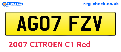 AG07FZV are the vehicle registration plates.