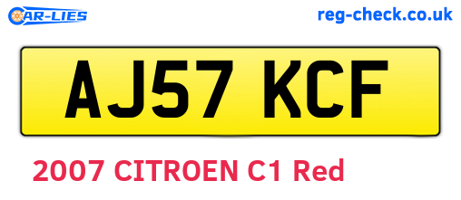 AJ57KCF are the vehicle registration plates.