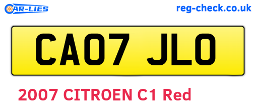 CA07JLO are the vehicle registration plates.