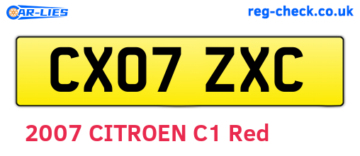 CX07ZXC are the vehicle registration plates.