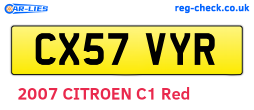 CX57VYR are the vehicle registration plates.